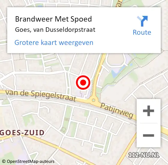 Locatie op kaart van de 112 melding: Brandweer Met Spoed Naar Goes, van Dusseldorpstraat op 21 februari 2022 14:09