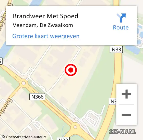 Locatie op kaart van de 112 melding: Brandweer Met Spoed Naar Veendam, De Zwaaikom op 21 februari 2022 14:10