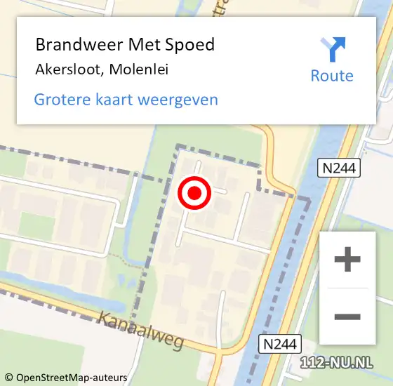 Locatie op kaart van de 112 melding: Brandweer Met Spoed Naar Akersloot, Molenlei op 21 februari 2022 14:15