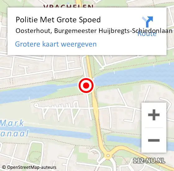 Locatie op kaart van de 112 melding: Politie Met Grote Spoed Naar Oosterhout, Burgemeester Huijbregts-Schiedonlaan op 21 februari 2022 14:16