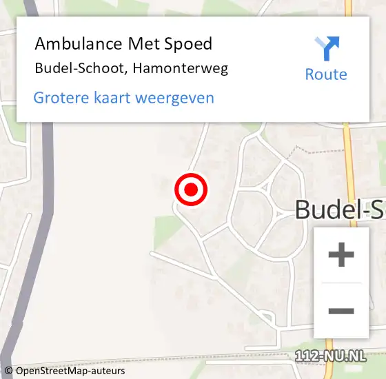 Locatie op kaart van de 112 melding: Ambulance Met Spoed Naar Budel-Schoot, Hamonterweg op 21 februari 2022 14:16