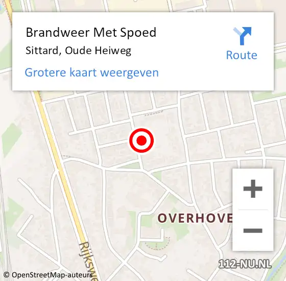 Locatie op kaart van de 112 melding: Brandweer Met Spoed Naar Sittard, Oude Heiweg op 21 februari 2022 14:16