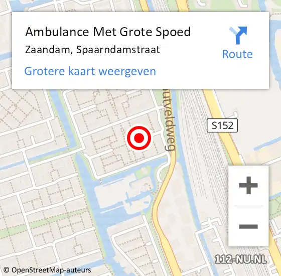 Locatie op kaart van de 112 melding: Ambulance Met Grote Spoed Naar Zaandam, Spaarndamstraat op 21 februari 2022 14:28