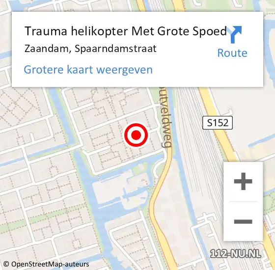 Locatie op kaart van de 112 melding: Trauma helikopter Met Grote Spoed Naar Zaandam, Spaarndamstraat op 21 februari 2022 14:29