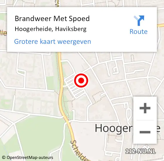 Locatie op kaart van de 112 melding: Brandweer Met Spoed Naar Hoogerheide, Haviksberg op 21 februari 2022 14:29