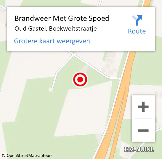 Locatie op kaart van de 112 melding: Brandweer Met Grote Spoed Naar Oud Gastel, Boekweitstraatje op 21 februari 2022 14:31