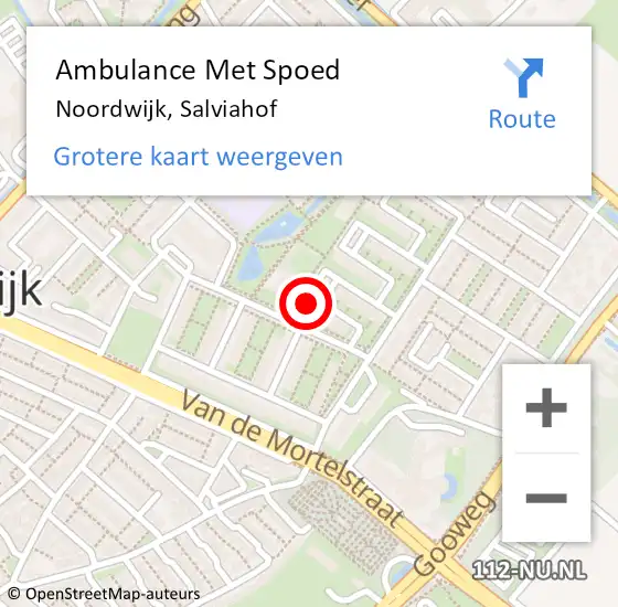 Locatie op kaart van de 112 melding: Ambulance Met Spoed Naar Noordwijk, Salviahof op 21 februari 2022 14:35