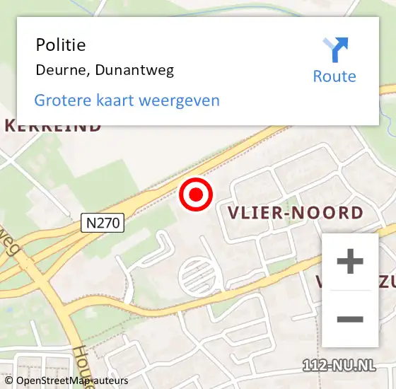 Locatie op kaart van de 112 melding: Politie Deurne, Dunantweg op 21 februari 2022 14:40