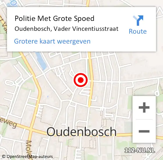 Locatie op kaart van de 112 melding: Politie Met Grote Spoed Naar Oudenbosch, Vader Vincentiusstraat op 21 februari 2022 14:45