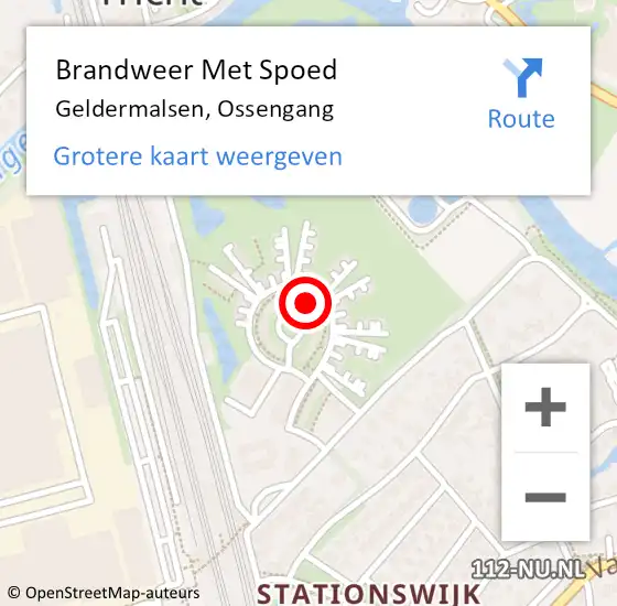 Locatie op kaart van de 112 melding: Brandweer Met Spoed Naar Geldermalsen, Ossengang op 21 februari 2022 14:53