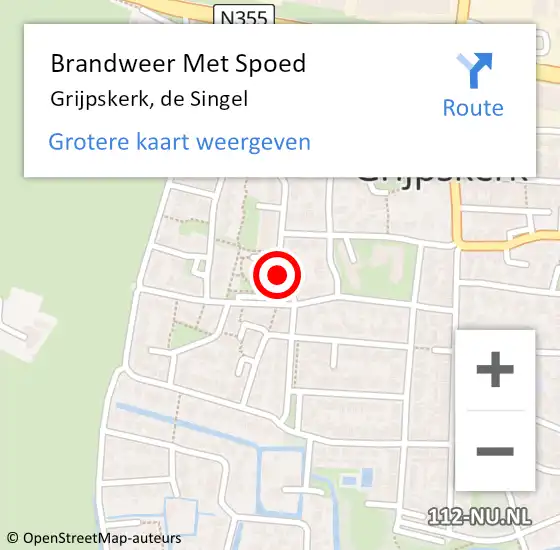 Locatie op kaart van de 112 melding: Brandweer Met Spoed Naar Grijpskerk, de Singel op 21 februari 2022 14:54