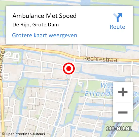 Locatie op kaart van de 112 melding: Ambulance Met Spoed Naar De Rijp, Grote Dam op 21 februari 2022 14:57