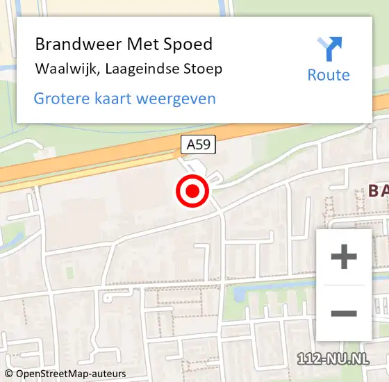 Locatie op kaart van de 112 melding: Brandweer Met Spoed Naar Waalwijk, Laageindse Stoep op 21 februari 2022 15:03