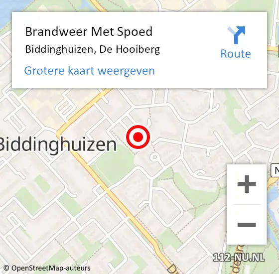 Locatie op kaart van de 112 melding: Brandweer Met Spoed Naar Biddinghuizen, De Hooiberg op 21 februari 2022 15:04