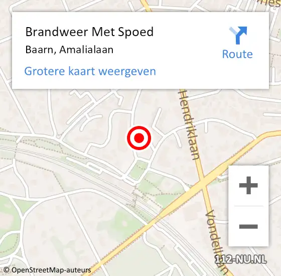 Locatie op kaart van de 112 melding: Brandweer Met Spoed Naar Baarn, Amalialaan op 21 februari 2022 15:05