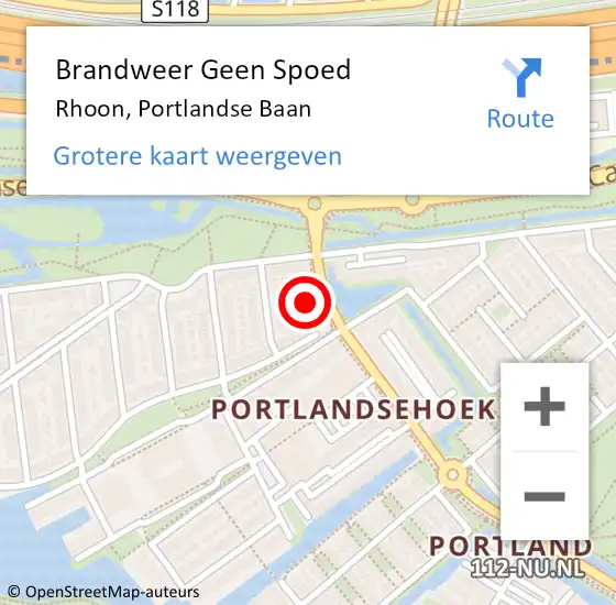 Locatie op kaart van de 112 melding: Brandweer Geen Spoed Naar Rhoon, Portlandse Baan op 21 februari 2022 15:10