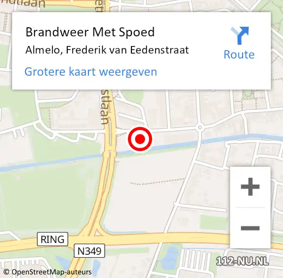 Locatie op kaart van de 112 melding: Brandweer Met Spoed Naar Almelo, Frederik van Eedenstraat op 21 februari 2022 15:11