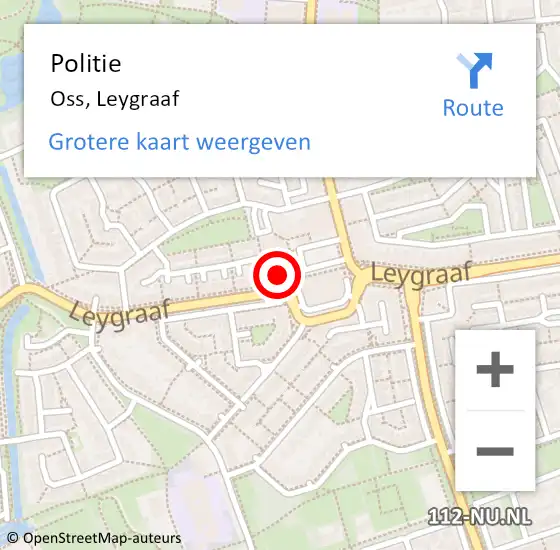 Locatie op kaart van de 112 melding: Politie Oss, Leygraaf op 21 februari 2022 15:13