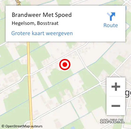 Locatie op kaart van de 112 melding: Brandweer Met Spoed Naar Hegelsom, Bosstraat op 21 februari 2022 15:14