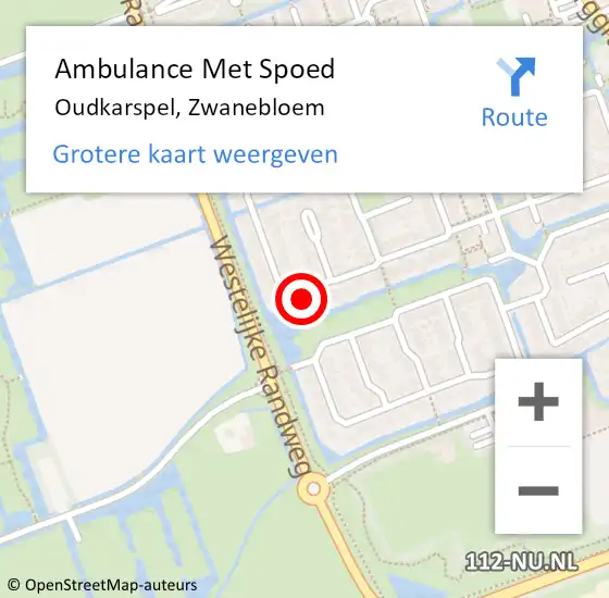 Locatie op kaart van de 112 melding: Ambulance Met Spoed Naar Oudkarspel, Zwanebloem op 21 februari 2022 15:15