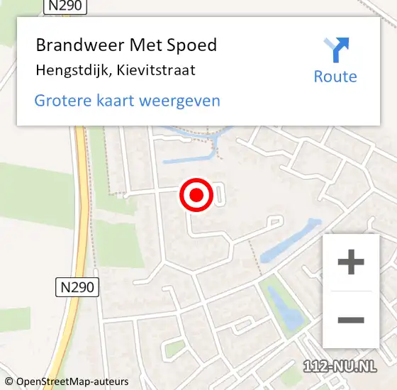 Locatie op kaart van de 112 melding: Brandweer Met Spoed Naar Hengstdijk, Kievitstraat op 21 februari 2022 15:21