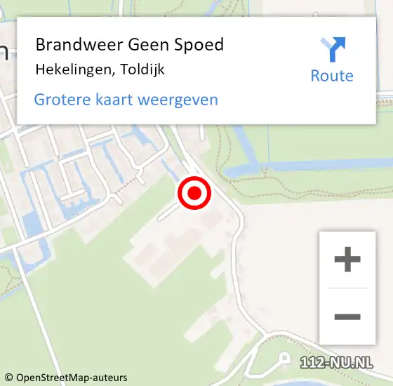 Locatie op kaart van de 112 melding: Brandweer Geen Spoed Naar Hekelingen, Toldijk op 21 februari 2022 15:25