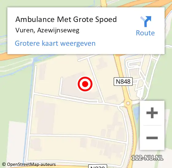 Locatie op kaart van de 112 melding: Ambulance Met Grote Spoed Naar Vuren, Azewijnseweg op 21 februari 2022 15:28