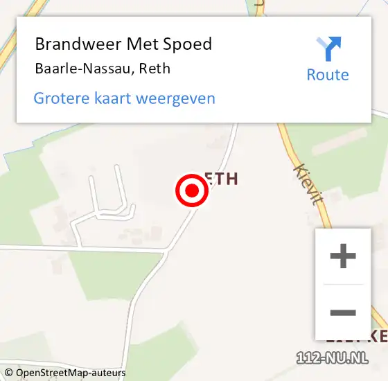 Locatie op kaart van de 112 melding: Brandweer Met Spoed Naar Baarle-Nassau, Reth op 21 februari 2022 15:29