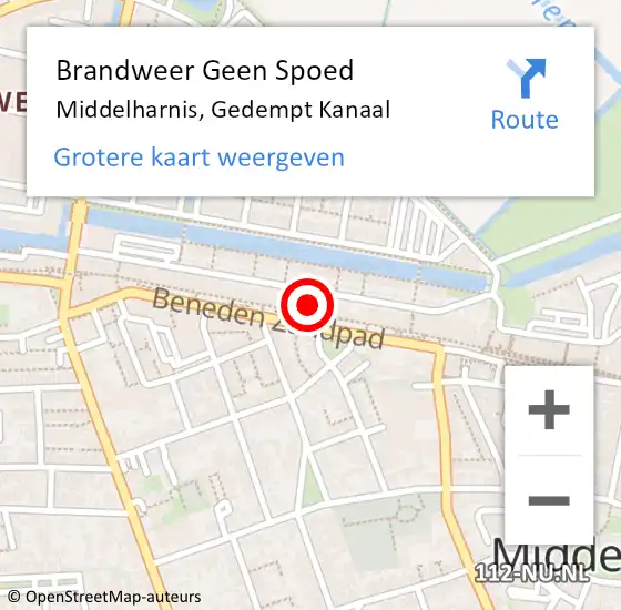 Locatie op kaart van de 112 melding: Brandweer Geen Spoed Naar Middelharnis, Gedempt Kanaal op 21 februari 2022 15:31