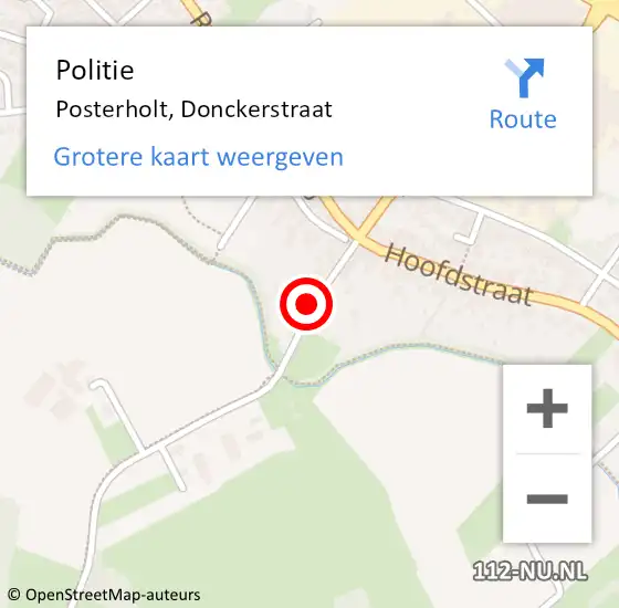 Locatie op kaart van de 112 melding: Politie Posterholt, Donckerstraat op 21 februari 2022 15:34