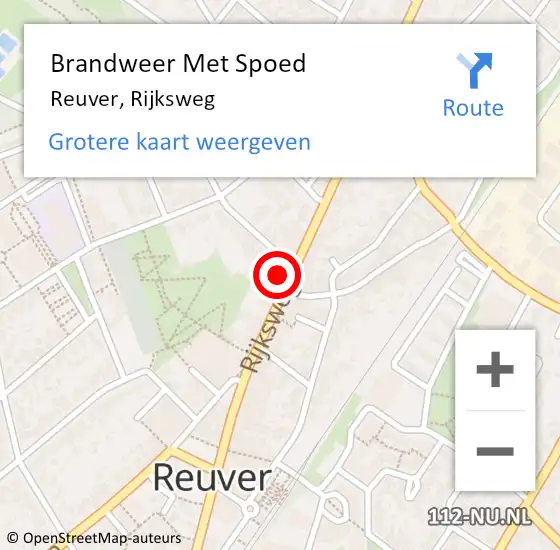 Locatie op kaart van de 112 melding: Brandweer Met Spoed Naar Reuver, Rijksweg op 21 februari 2022 15:39