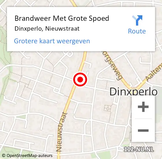 Locatie op kaart van de 112 melding: Brandweer Met Grote Spoed Naar Dinxperlo, Nieuwstraat op 21 februari 2022 15:45