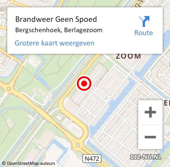 Locatie op kaart van de 112 melding: Brandweer Geen Spoed Naar Bergschenhoek, Berlagezoom op 21 februari 2022 15:47