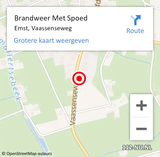 Locatie op kaart van de 112 melding: Brandweer Met Spoed Naar Emst, Vaassenseweg op 21 februari 2022 15:56