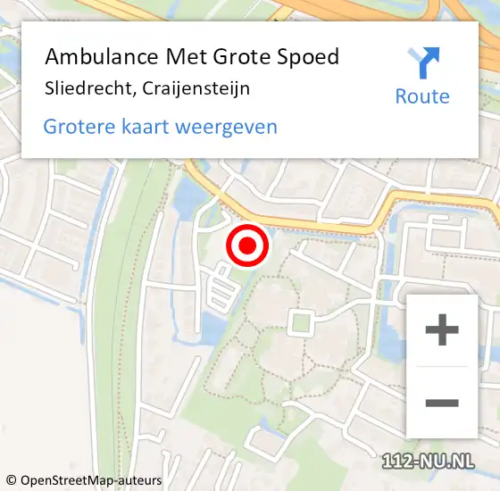 Locatie op kaart van de 112 melding: Ambulance Met Grote Spoed Naar Sliedrecht, Craijensteijn op 21 februari 2022 16:01