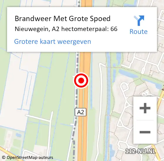 Locatie op kaart van de 112 melding: Brandweer Met Grote Spoed Naar Nieuwegein, A2 hectometerpaal: 66 op 21 februari 2022 16:09