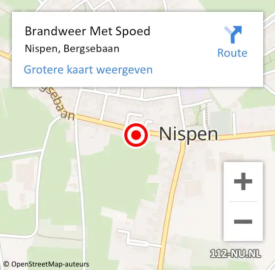 Locatie op kaart van de 112 melding: Brandweer Met Spoed Naar Nispen, Bergsebaan op 21 februari 2022 16:14