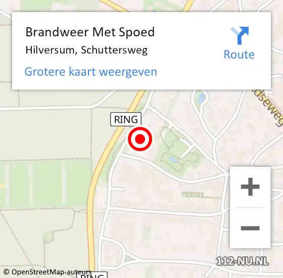 Locatie op kaart van de 112 melding: Brandweer Met Spoed Naar Hilversum, Schuttersweg op 21 februari 2022 16:17