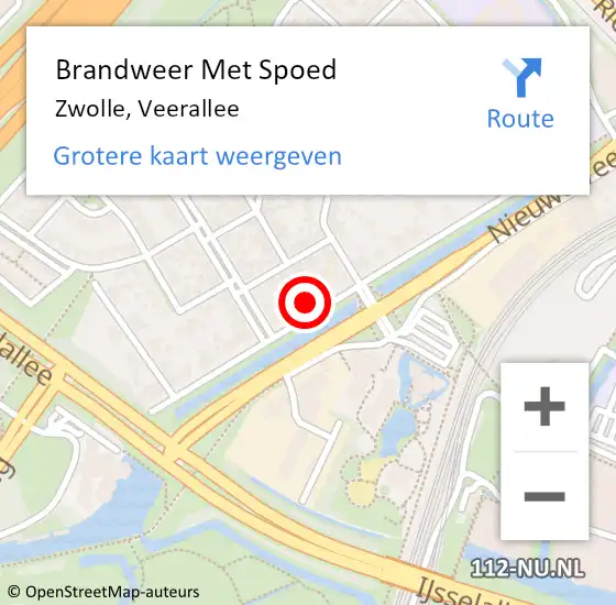 Locatie op kaart van de 112 melding: Brandweer Met Spoed Naar Zwolle, Veerallee op 21 februari 2022 16:25