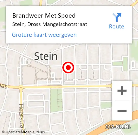 Locatie op kaart van de 112 melding: Brandweer Met Spoed Naar Stein, Dross Mangelschotstraat op 21 februari 2022 16:35