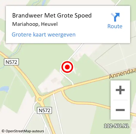 Locatie op kaart van de 112 melding: Brandweer Met Grote Spoed Naar Mariahoop, Heuvel op 21 februari 2022 16:38