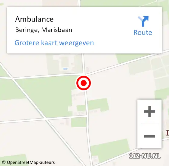 Locatie op kaart van de 112 melding: Ambulance Beringe, Marisbaan op 9 juli 2014 08:49