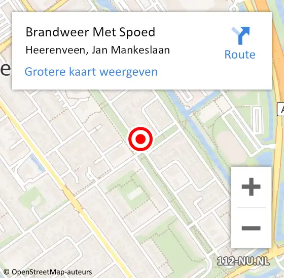 Locatie op kaart van de 112 melding: Brandweer Met Spoed Naar Heerenveen, Jan Mankeslaan op 21 februari 2022 16:50