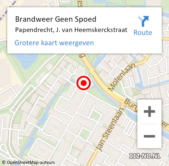 Locatie op kaart van de 112 melding: Brandweer Geen Spoed Naar Papendrecht, J. van Heemskerckstraat op 21 februari 2022 16:54