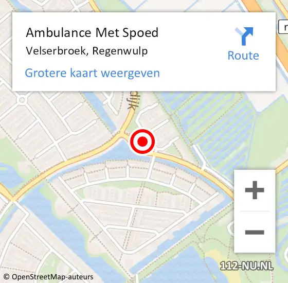 Locatie op kaart van de 112 melding: Ambulance Met Spoed Naar Velserbroek, Regenwulp op 21 februari 2022 16:54