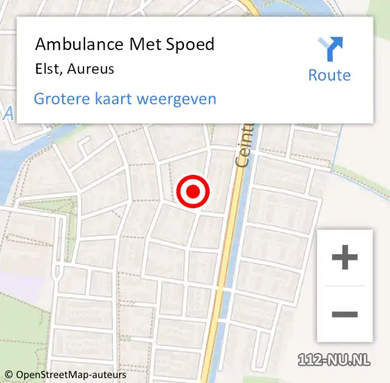 Locatie op kaart van de 112 melding: Ambulance Met Spoed Naar Elst, Aureus op 21 februari 2022 17:10