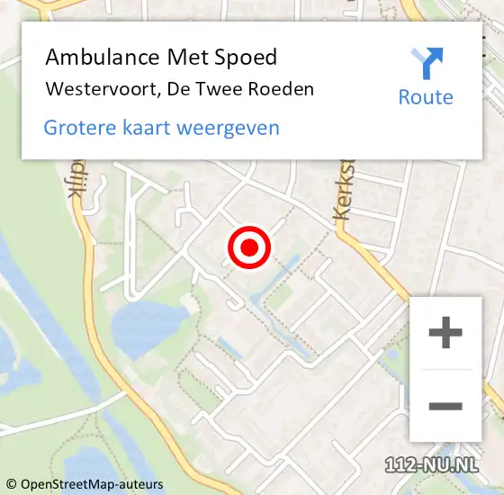 Locatie op kaart van de 112 melding: Ambulance Met Spoed Naar Westervoort, De Twee Roeden op 21 februari 2022 17:21