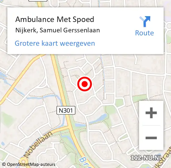 Locatie op kaart van de 112 melding: Ambulance Met Spoed Naar Nijkerk, Samuel Gerssenlaan op 21 februari 2022 17:31