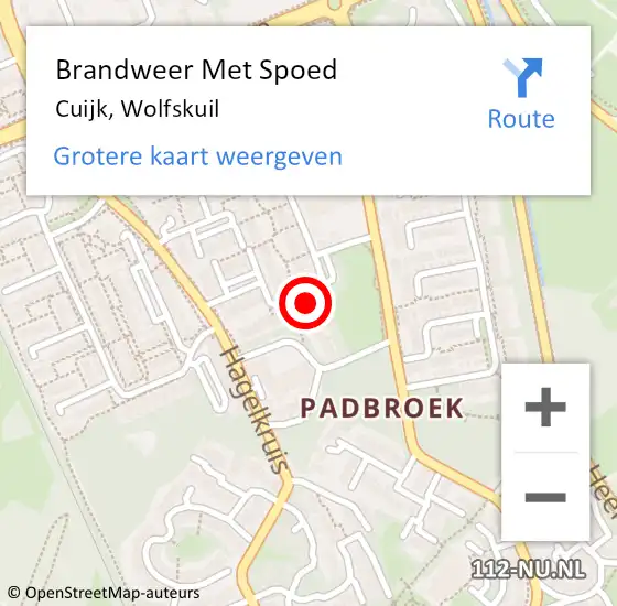 Locatie op kaart van de 112 melding: Brandweer Met Spoed Naar Cuijk, Wolfskuil op 21 februari 2022 17:31