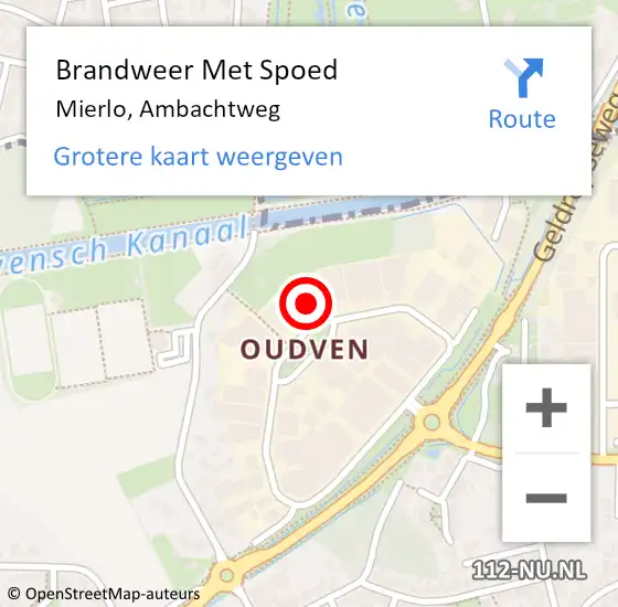 Locatie op kaart van de 112 melding: Brandweer Met Spoed Naar Mierlo, Ambachtweg op 21 februari 2022 17:43